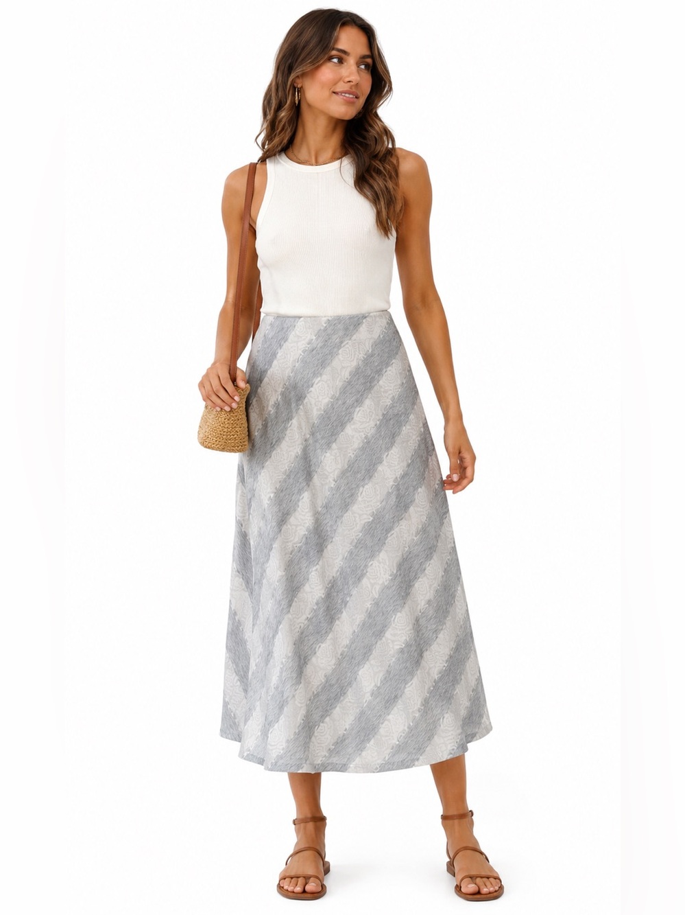 Kenzie ($95) A-Line Chevron Maxi Skirt - W 16 L 34